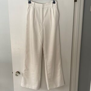 Abercrombie & Fitch White Pinstripe Wide Leg Pants